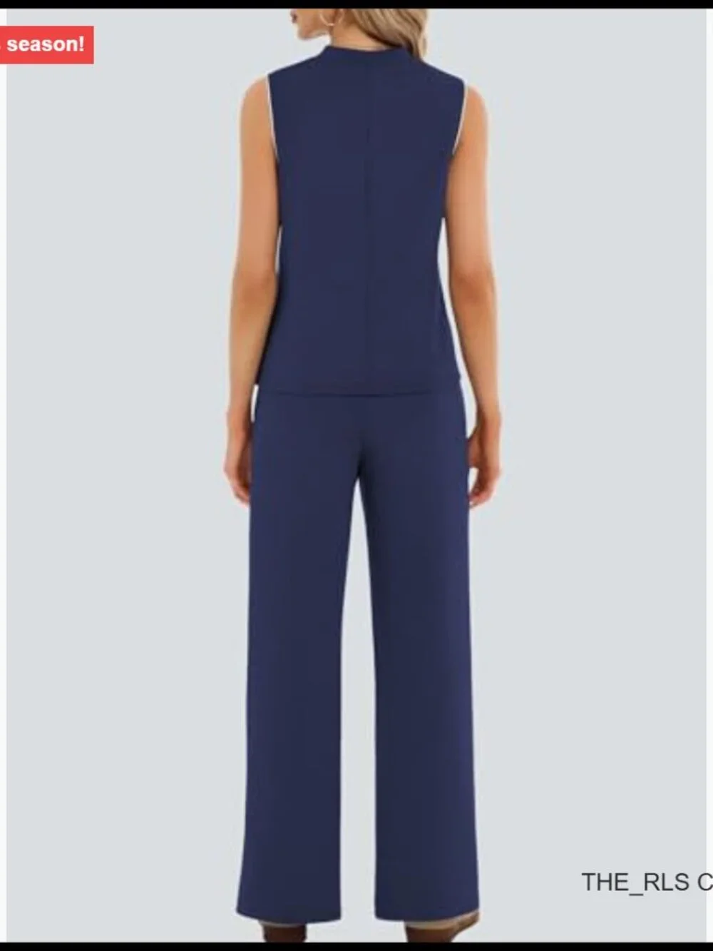 Polyester Blend Mock Neck Sleeveless Tank Top Wide Leg Pants Matching Set